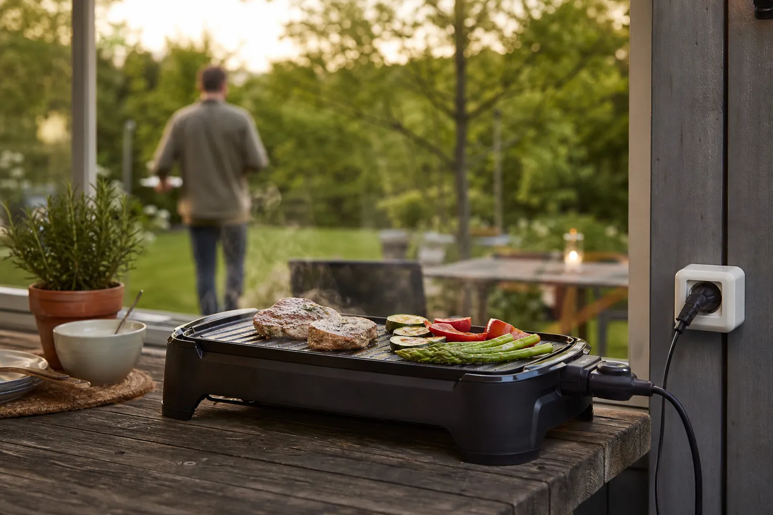 Portabel elgrill packad för transport till camping