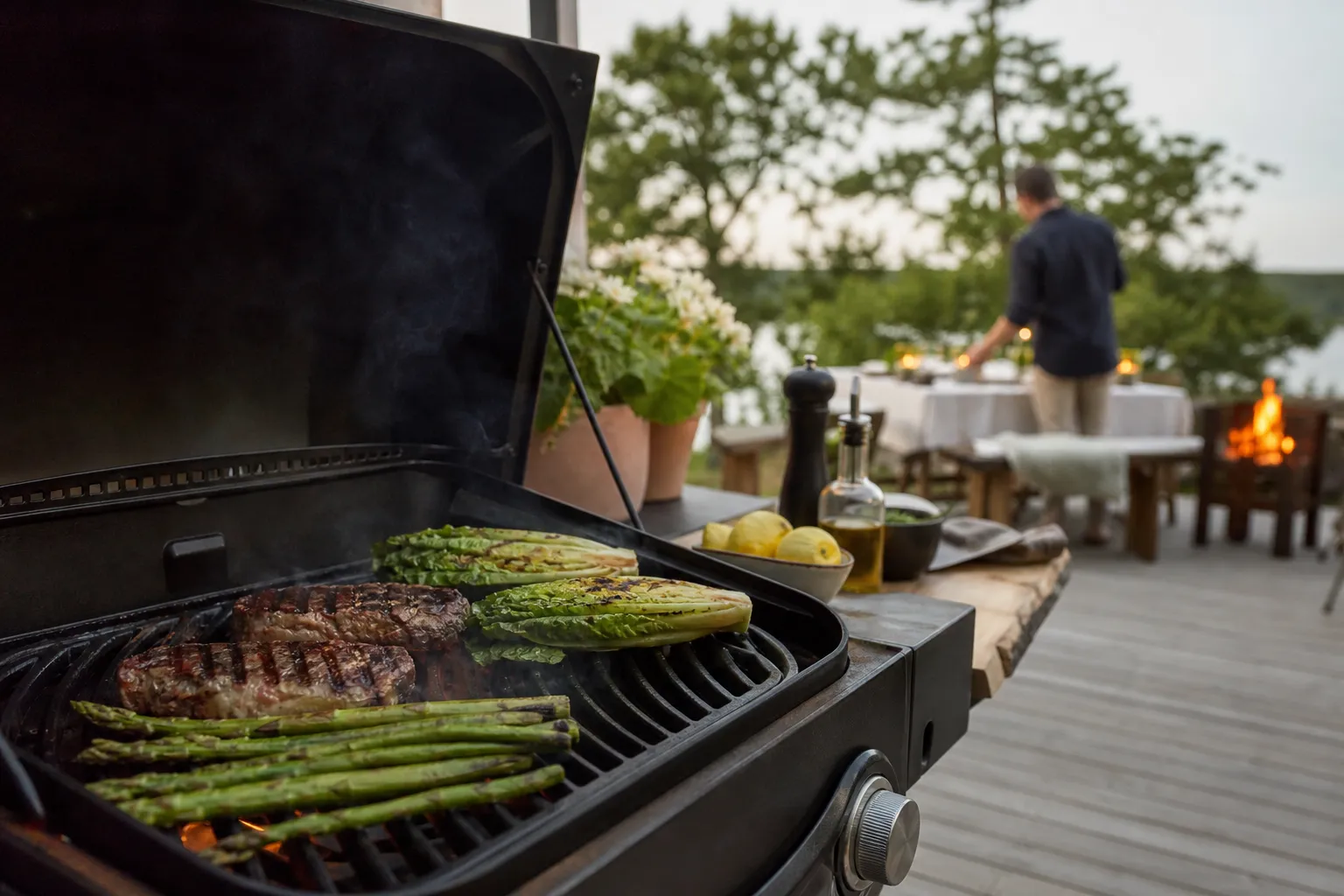 Gjutjärnsgaller monterat i en gasolgrill