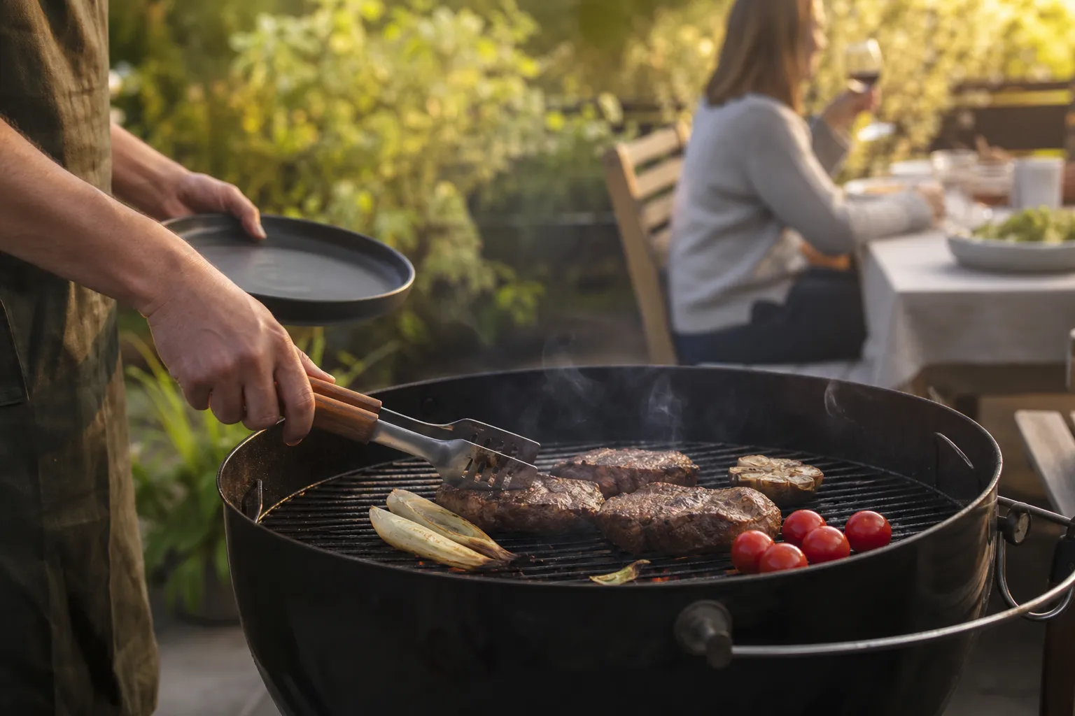Digital grilltermometer visar temperaturen på en grillad köttbit