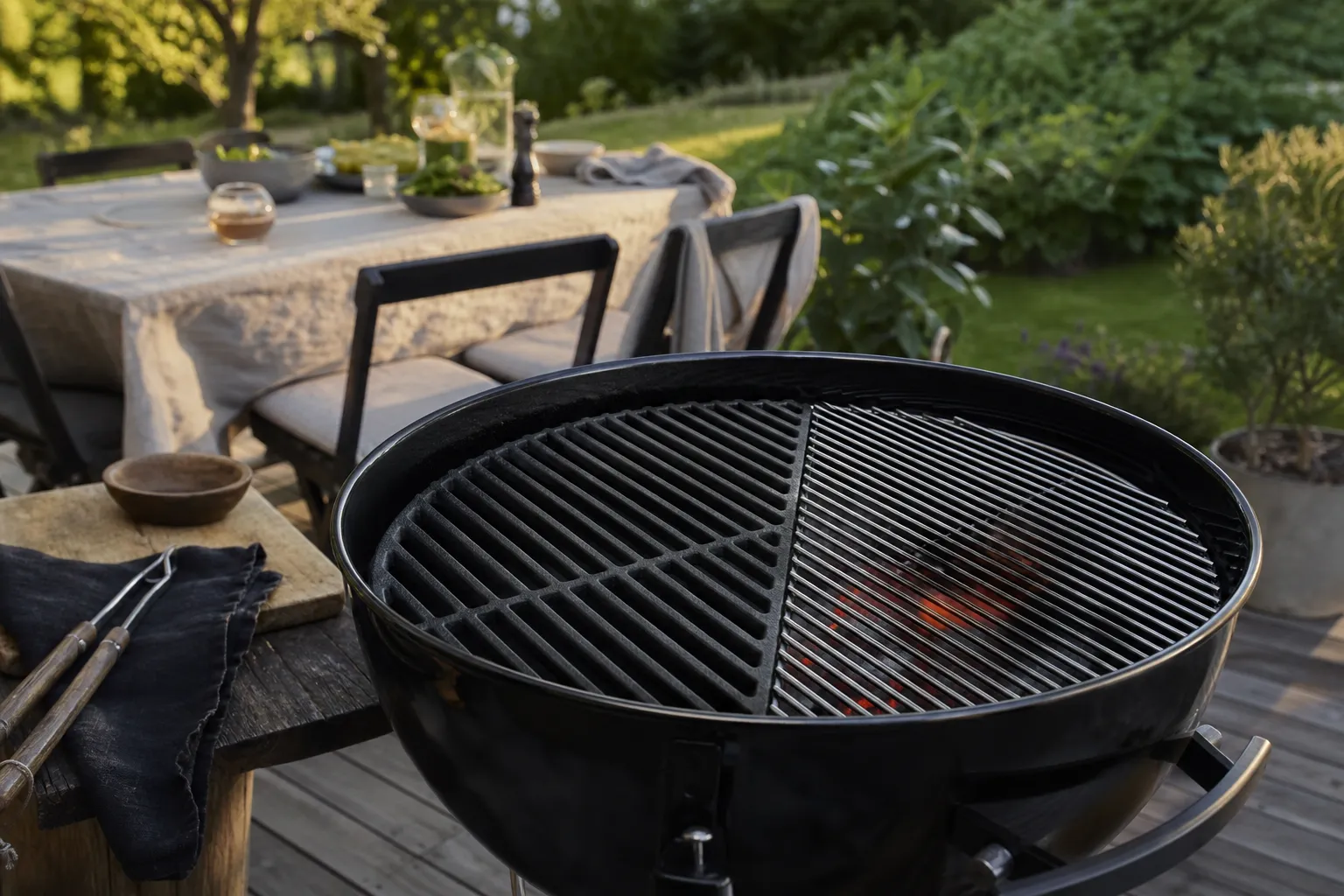 Grillgaller i gjutjärn med grillränder efter tillagad mat