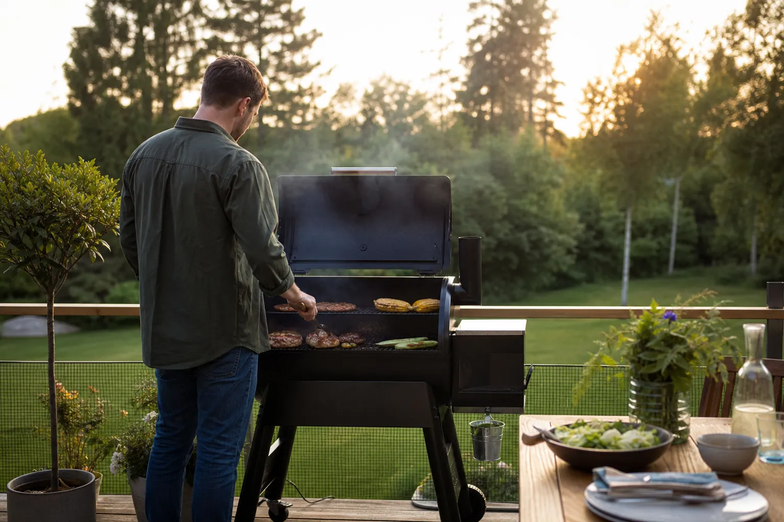Mobiltelefon som visar temperaturkurva från en uppkopplad pelletsgrill