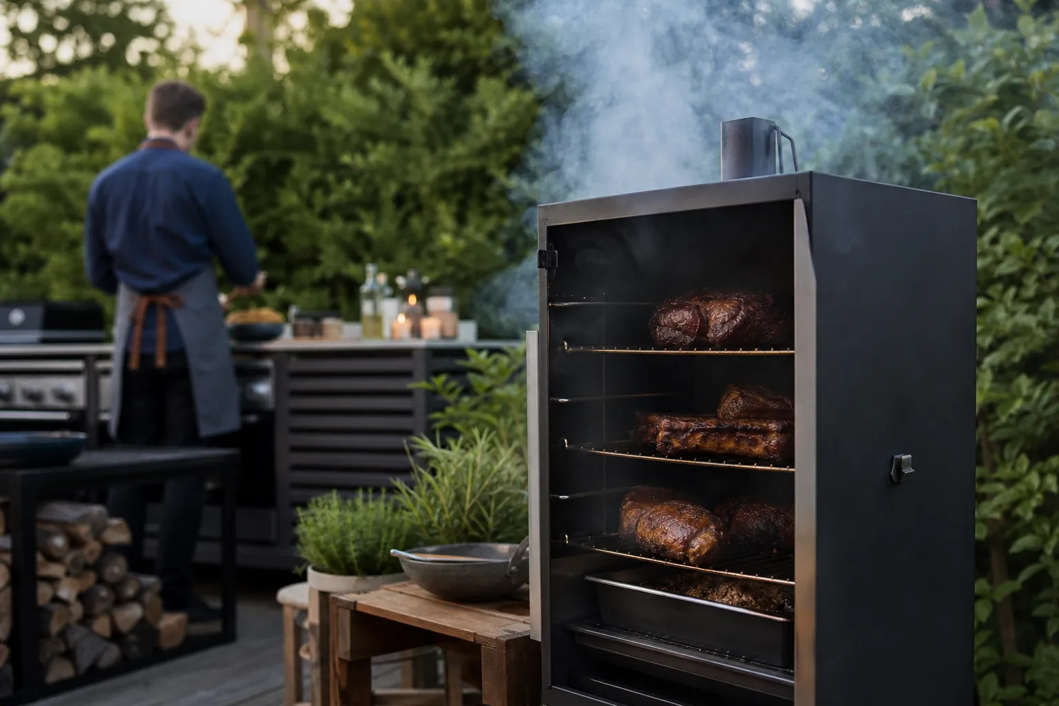 Elektrisk smoker, vertikalt skåp med digital kontrollpanel